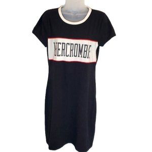 Abercrombie & Fitch Track Bodycon Blue White Red Logo T-shirt Dress SZ L